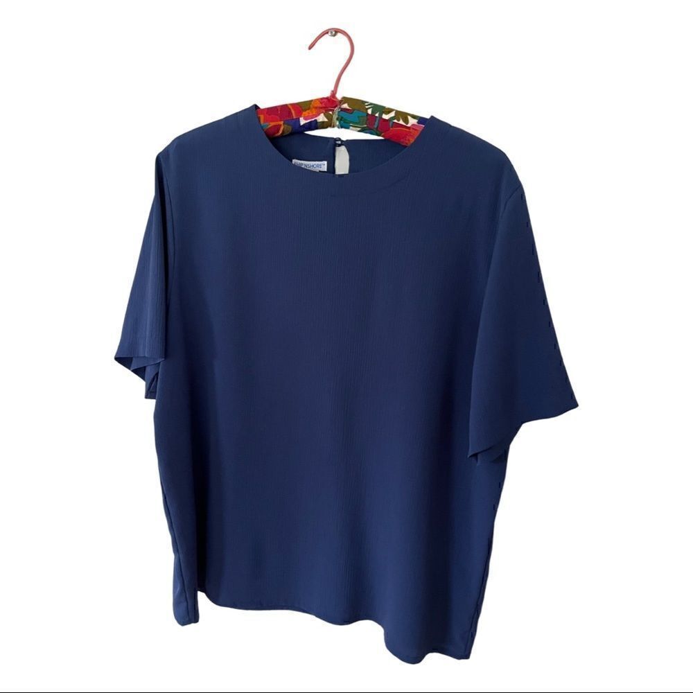 Ship ‘n SHORE | navy blue woman’s short sleep blouse | size 14